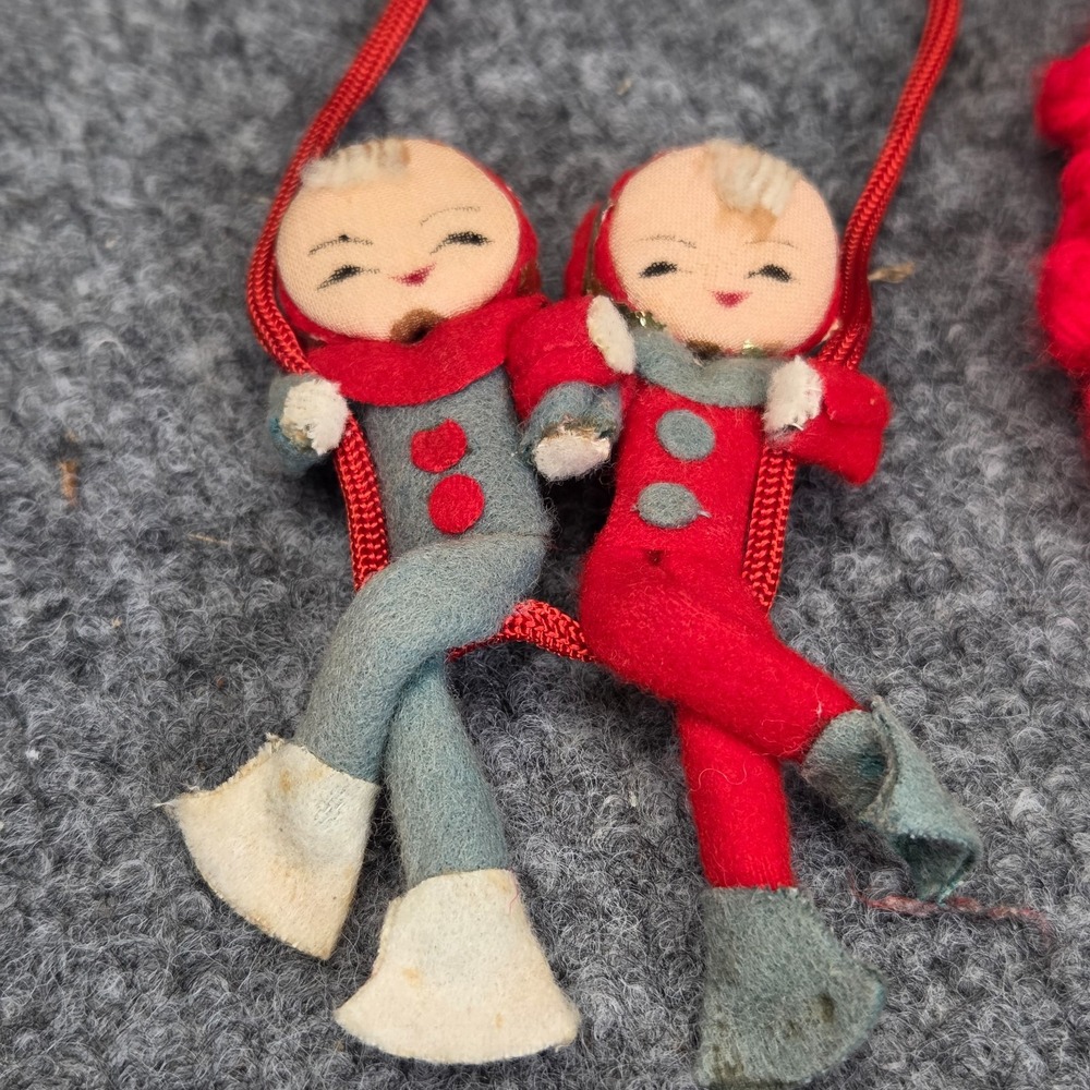 Vintage MCM Christmas 50s Angel Ornament Pixie Elves Knee Hugger Japan - Picture 4 of 8